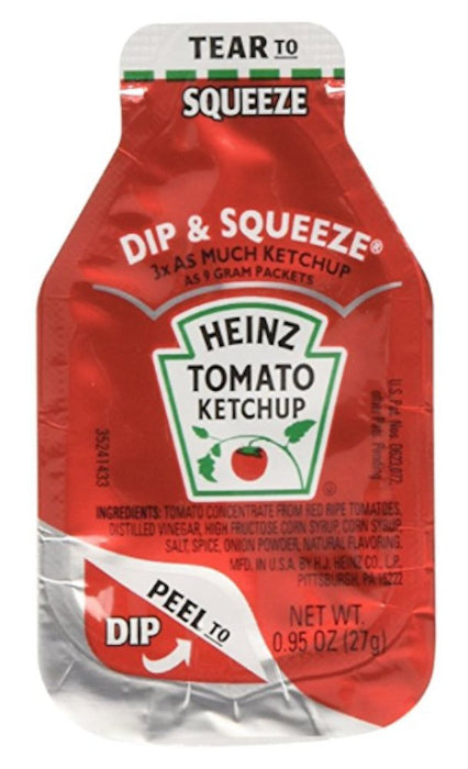 Heinz Tomato Ketchup, 0.95-Ounce Single Serve Packages (Pack of 50) --- 3x More Ketchup Than The Standard .32oz Packets