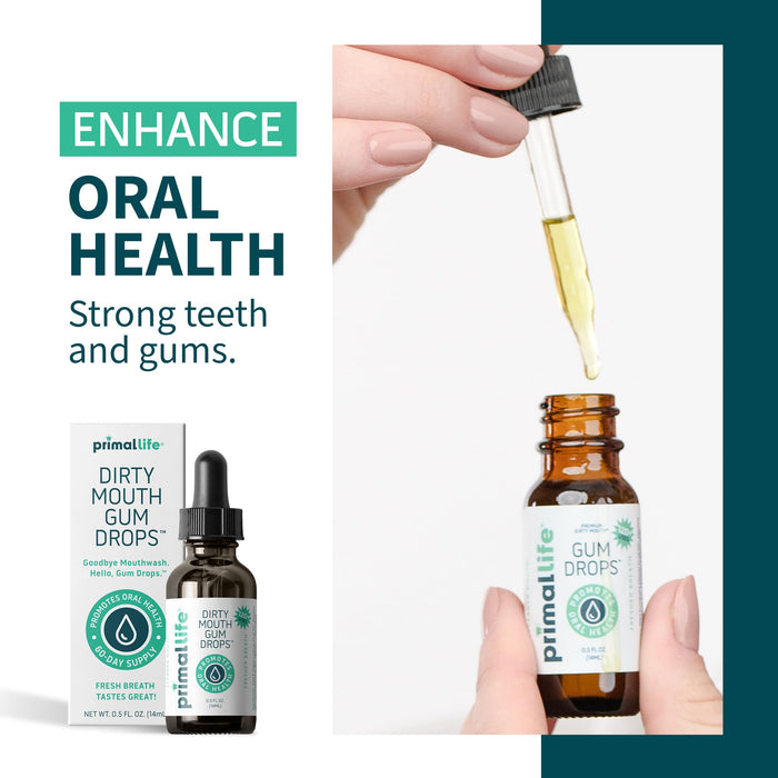 Primal Life Organics - Dirty Mouth Gum Serum, Natural Essential Oils, Promotes Good Breath, Gentle Mouthwash, Supports Good Oral Health, Great On Your Gums, Paleo, Organic, Vegan, Gluten-Free (0.5 oz)