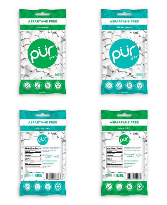 PUR Gum Flavor Assortment Variety Pack (Spearmint & Wintergreen, Pack Of 4)