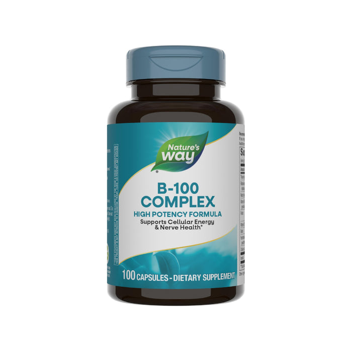 Nature's Way B-100 Complex, Supports Cellular Energy and Nerve Health*, 8 B-Vitamins, 100 Capsules (Packaging May Vary)