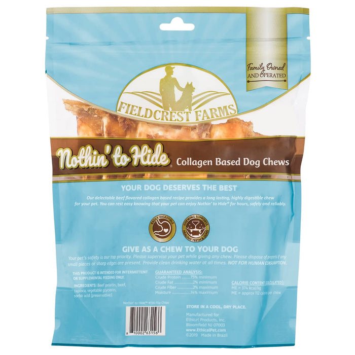 Fieldcrest Farms Nothin to Hide Flip Chips Dog Chews - Natural Rawhide Alternative Treats for Dogs, Chicken, Beef or Peanut Butter Flavor Snack for All Breed Dogs - 3 Pack (Beef)