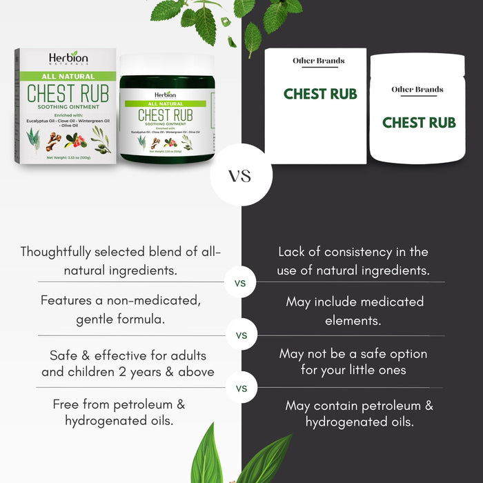 Herbion Naturals Chest Rub, 3.53 oz - Natural Soothing Ointment with Soothing Vapors for Adults & Children 2+ - Relieves Cough, Cold, Nasal & Chest Congestion – Reduces Muscle & Joint Aches