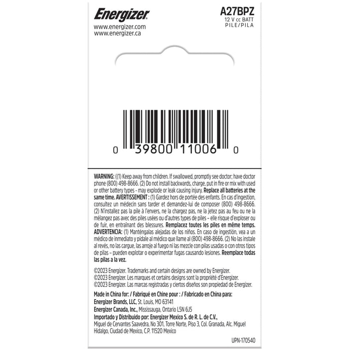 Energizer A27 Batteries, 1 Pack