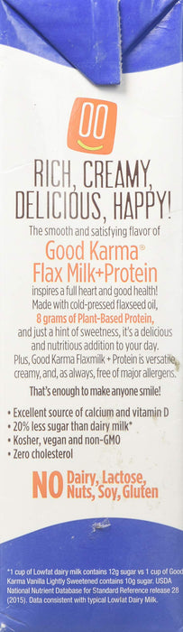 GOOD KARMA, FLAX MILK, PROTEIN, VANILLA, Pack of 6, Size 32 FZ - No Artificial Ingredients Dairy Free Gluten Free Low Sodium Vegan