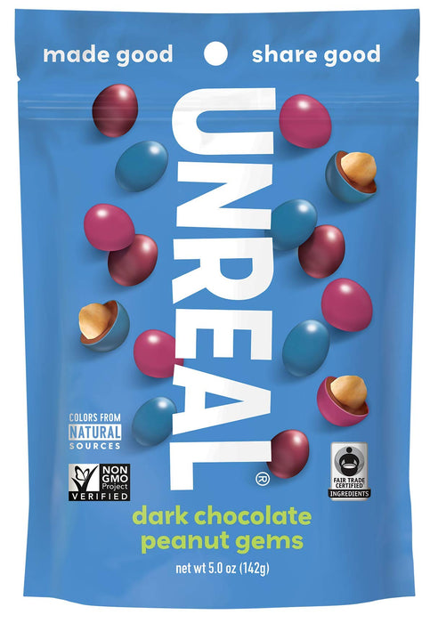 Unreal Candy Coated Dark Chocolate Peanuts - Bag, 5 Ounce -- 6 per case.