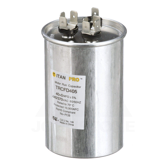 TitanPro TRCFD405 HVAC Round Dual Motor Run Capacitor. 40/5 MFD/UF 440/370 Volts