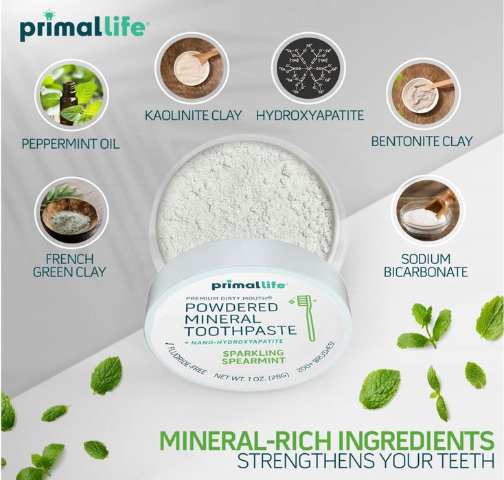 2 Pack of Primal: Life Organics!! - Dirty Mouth Toothpowder, Tooth Cleaning Powder, Flavored Essential Oils with Natural Kaolin & Bentonite Clay, Paleo, Organic, Spearmint, 1 oz LuxProdX Sticker