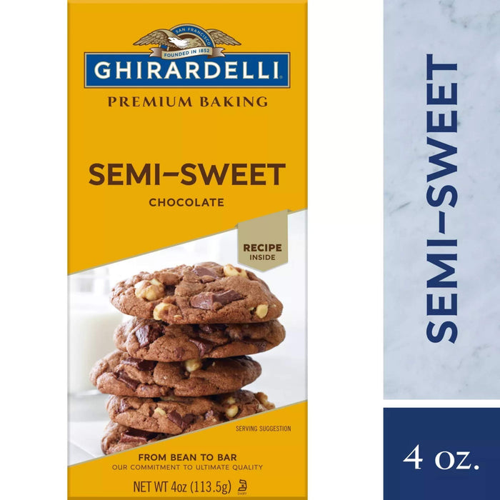 Ghirardelli Chocolate Baking Bar, Semi-Sweet Chocolate, 4-Ounce Bars (Pack of 6)