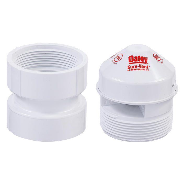 Oatey, 1.5-2", White 39016 Air Admittance Valve with Straight PVC Schedule 40 Adapter Sure-Vent 1.5 in x 2 in. 160 Branch, 24 Stack DFU Capacity