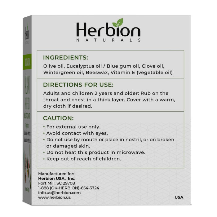 Herbion Naturals Chest Rub, 3.53 oz - Natural Soothing Ointment with Soothing Vapors for Adults & Children 2+ - Relieves Cough, Cold, Nasal & Chest Congestion – Reduces Muscle & Joint Aches