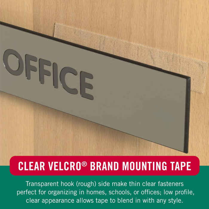 VELCRO Brand - Thin Clear Fasteners | General Purpose/ Low Profile | Perfect for Home or Office | 3 1/2in x 3/4in Strips, Clear