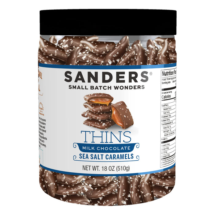 Sanders Milk Chocolate Sea Salt Caramel Thins - 18 oz. Tub