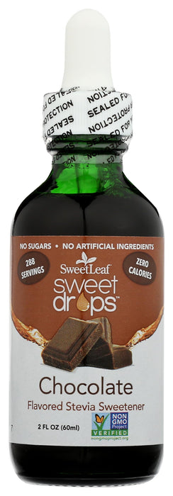 SweetLeaf Sweet Drops- Flavored Stevia Liquid Sweetener, Organic Stevia Extract, Zero Calories, Gluten Free, Keto Friendly, Non GMO, Natural Flavors, Sugar Alternative - Chocolate, 2 Fl Oz (Pack of 1)