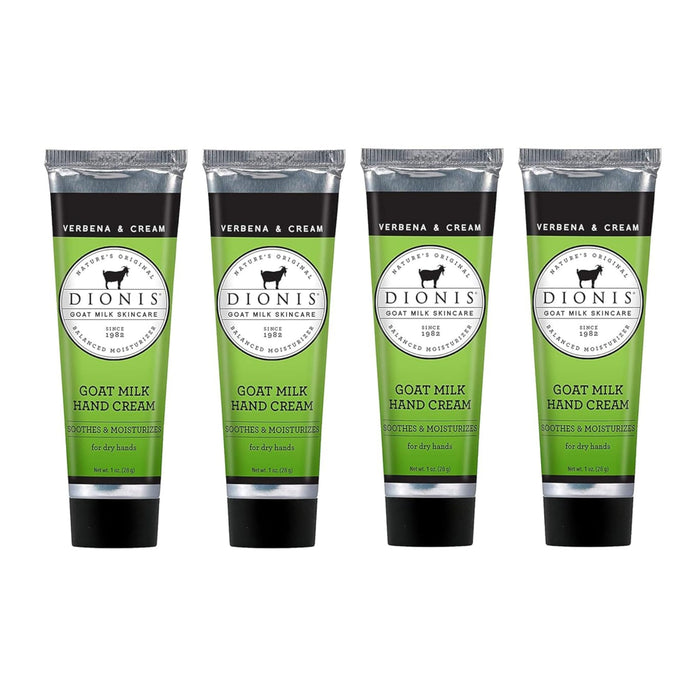 Dionis - Goat Milk Skincare Scented Hand Cream (1 oz) - Set of 4 - Creamy Daily Moisturizing Hand Cream, Made in the USA, Cruelty-free and Paraben-free (Verbena & Cream)