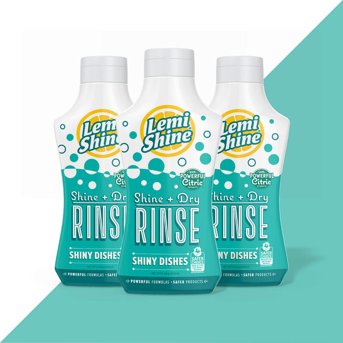 Lemi Shine - Shine + Dry Natural Dishwasher Rinse Aid, Hard Water Stain Remover (3 Pack)