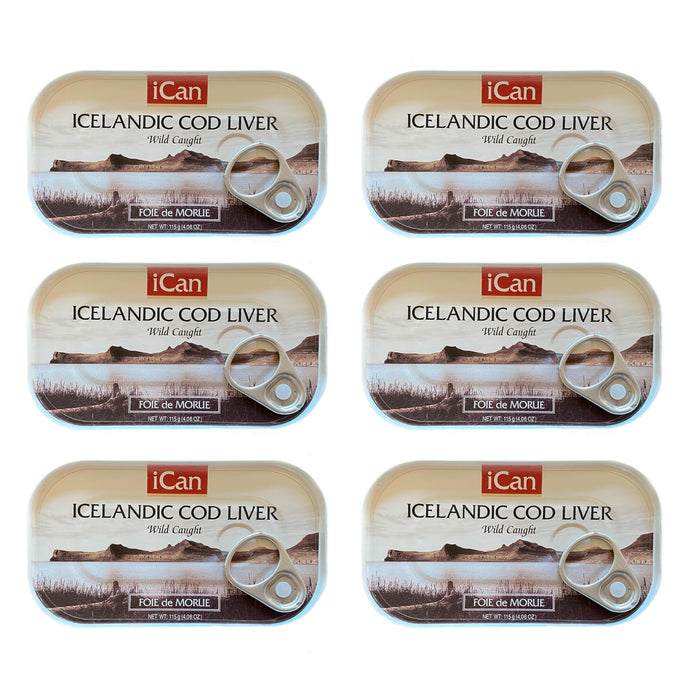 Wild Cod Liver Canned From Iceland 4.06 oz pack of 6