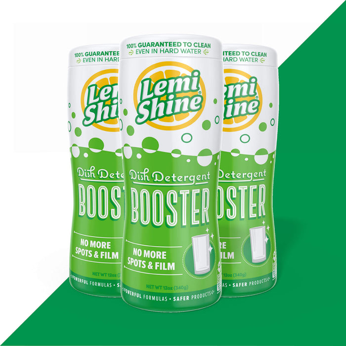 Lemi Shine Dish Detergent Booster, Hard Water Stain Remover, Multi-Use Citric Acid Cleaner (12 oz Container, 3 Pack Bundle)