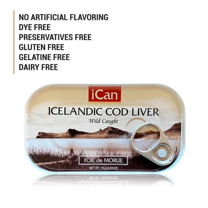 Wild Cod Liver Canned From Iceland 4.06 oz pack of 6