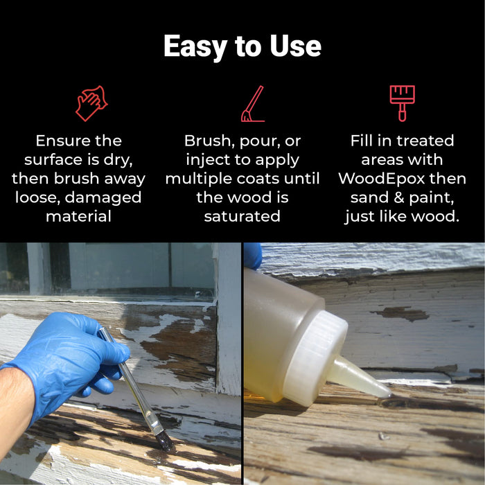 Abatron LiquidWood Kit - 2 Quarts - 2-Part Structural Wood Epoxy Resin - Wood Hardener and Consolidant - Perfect Primer for WoodEpox Epoxy Wood Filler