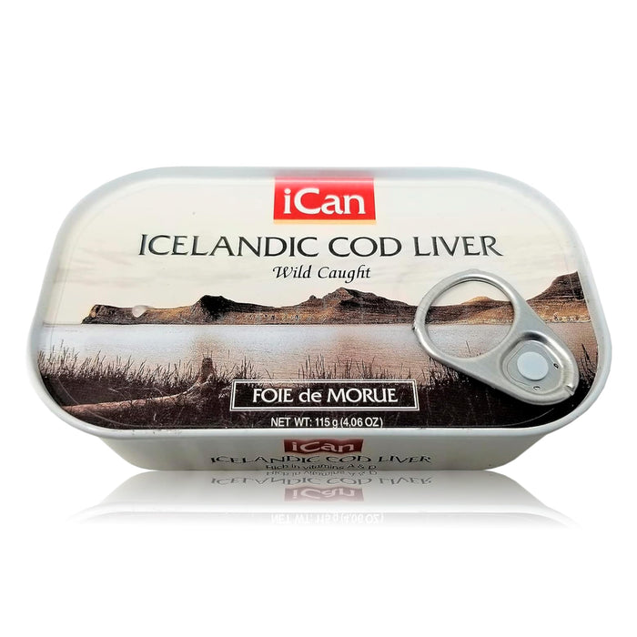 Icelandic Cod Liver Wild Caught (Foie de Morue) Slice 4oz. (PACK OF 12 CANS)