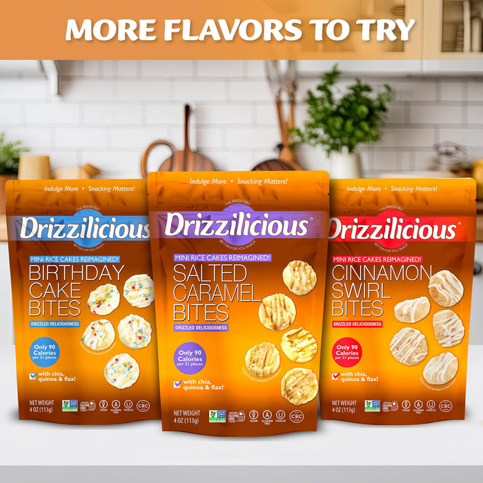 Drizzilicious Mini Rice Cakes - Rice Crisps, Healthy Snack for Adults and Kids, Flavored Rice Cakes, Vegan, Gluten Free, Only 90 Calories Per Serving - Pumpkin Spice, 4 oz (Pack of 2)