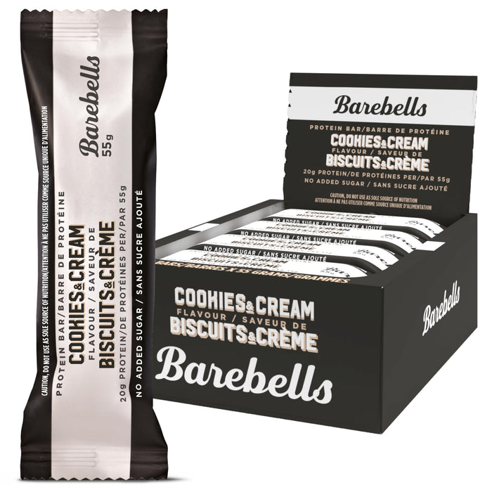 Barebells Protein Bars Cookies & Cream - 12 Count, Pack of 2 - Protein Snacks with 20g of High Protein - Chocolate Protein Bar with 1g of Total Sugars - On The Go Protein Snack & Breakfast Bars