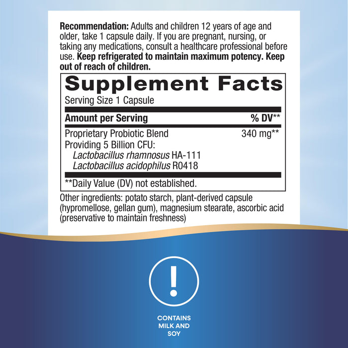 Nature's Way Primadophilus Probiotic, Healthy Digestive Flora*, 5 Billion CFU per Serving, Keep Refrigerated, 180 Capsules (Packaging May Vary)