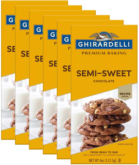 Ghirardelli Chocolate Baking Bar, Semi-Sweet Chocolate, 4-Ounce Bars (Pack of 6)