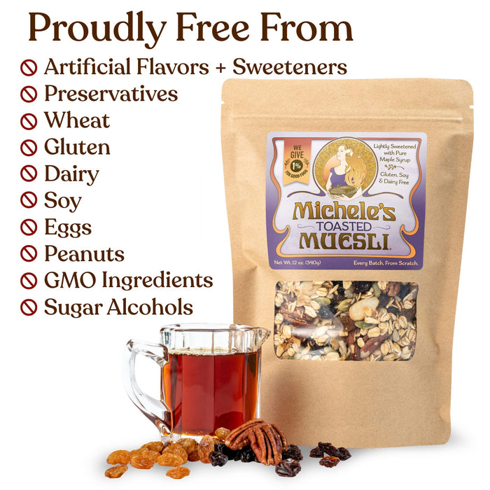 Michele's Granola Muesli, Toasted Muesli, Gluten Free, No Refined Sugar & Non GMO, 12 Oz, Pack of 3