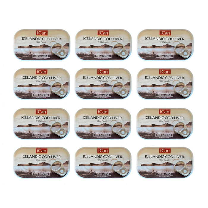 Icelandic Cod Liver Wild Caught (Foie de Morue) Slice 4oz. (PACK OF 12 CANS)