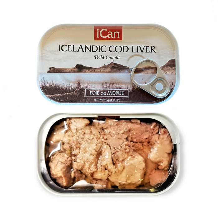 Icelandic Cod Liver Wild Caught (Foie de Morue) Slice 4oz. (PACK OF 12 CANS)