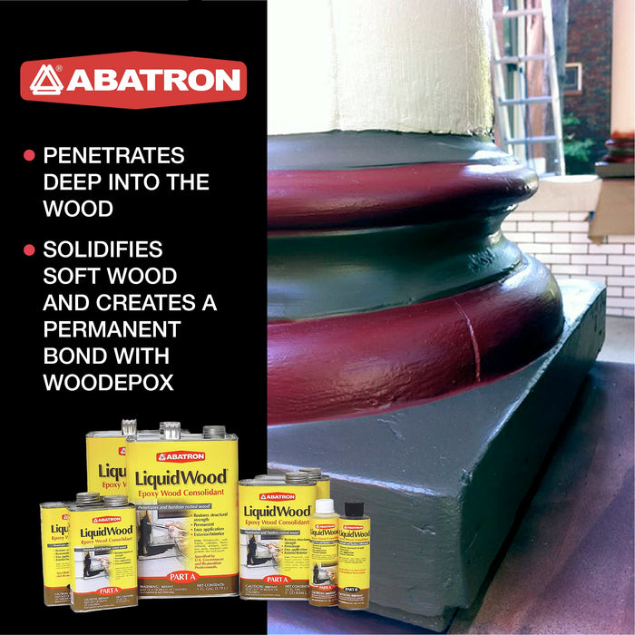 Abatron LiquidWood Kit - 2 Quarts - 2-Part Structural Wood Epoxy Resin - Wood Hardener and Consolidant - Perfect Primer for WoodEpox Epoxy Wood Filler