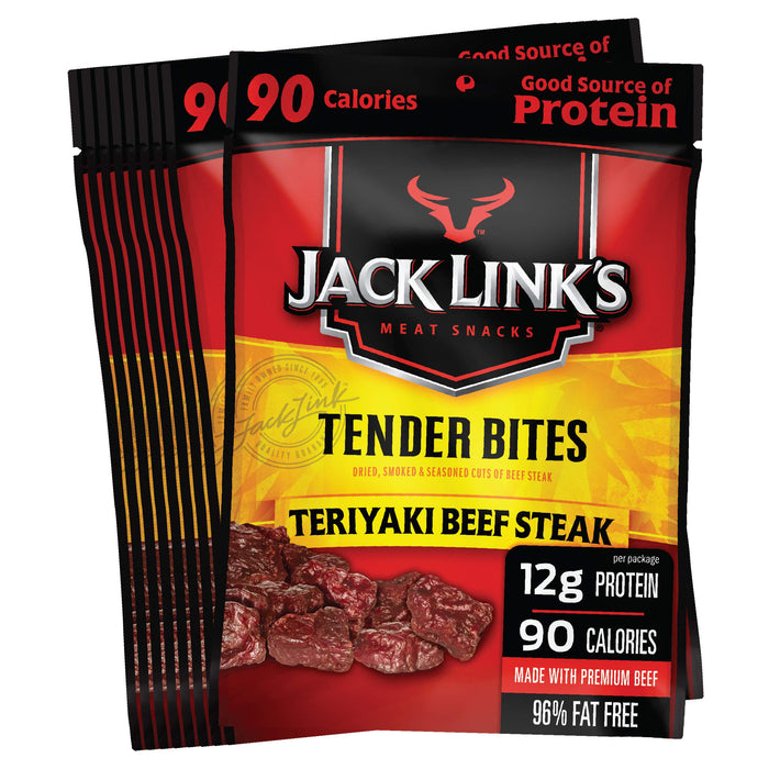 Jack Link's Premium Cuts Beef Steak Tender Bites, Teriyaki, 1.25 Ounce (Pack of 10)