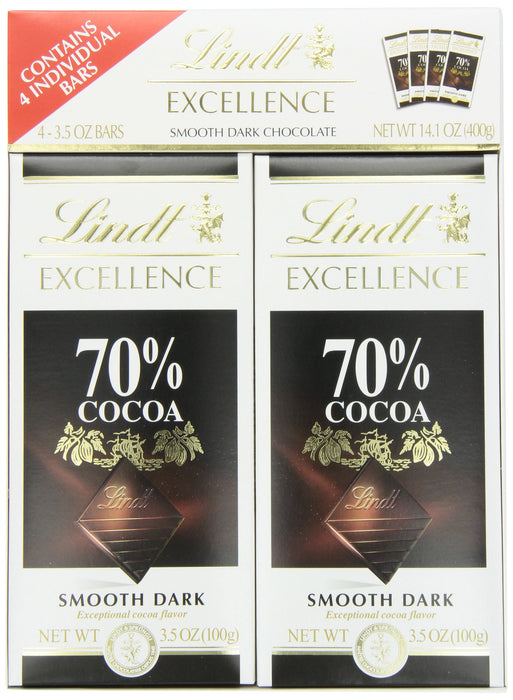 Lindt Excellence A Touch Of Sea Salt & 70% Cocoa Dark Chocolate Bars, 3.5 Ounce - 4 Count (Pack of 1)