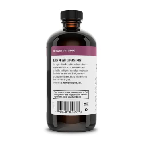 Norm’s Farms American Elderberry Extract - Pure Concentrate for Immune Support Made with Berries - Vegan, Gluten Free, Non-GMO - 2 8 Oz. Bottles