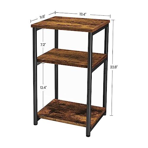 VASAGLE Side Table, Small End Table, Tall Nightstand for Living Room, Bedroom, Office, Bathroom, Rustic Brown and Black ULET273B01