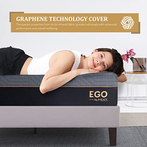 EGOHOME 12 Inch Queen Memory Foam Mattress for Back Pain, Cooling Gel Mattress Bed in a Box, Made in USA, CertiPUR-US Certified, Therapeutic Medium Double Mattress, 60”x80”x12”, Black