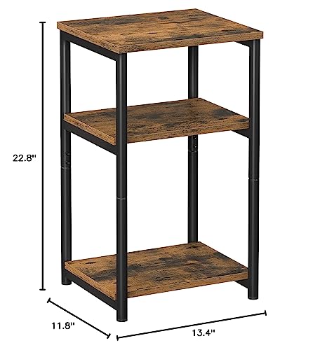 VASAGLE Side Table, Small End Table, Tall Nightstand for Living Room, Bedroom, Office, Bathroom, Rustic Brown and Black ULET273B01