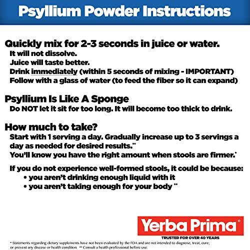 Yerba Prima Psyllium Husks Powder 12 oz (Pack of 2) - Natural Fiber Supplement - Colon Cleanse - Gut Health - Vegan, Non-GMO, Gluten-Free - Both Soluble & Insoluble Bulk for Regularity Support (New Label - Packaging May Vary)