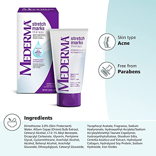 Mederma Stretch Marks Therapy, Hydrates to Help Prevent Stretch Marks, Clinically Shown to Produce Noticable Improvement in 4 Weeks, Dermatologist Recommended, Ivory, 5.29 Ounce