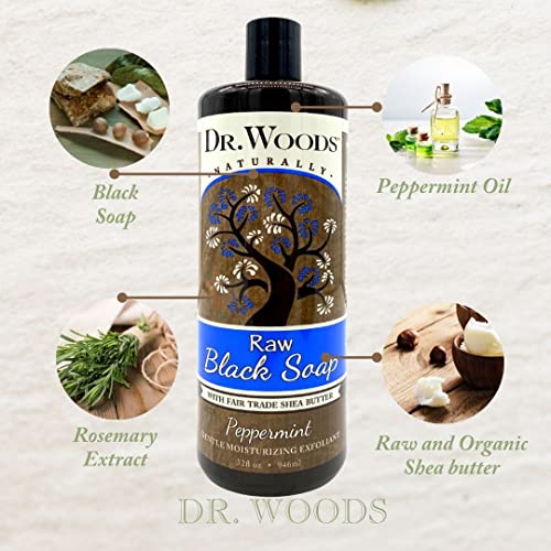 Dr. Woods Raw Moisturizing Black Peppermint Soap with Organic Shea Butter, 32 Ounce