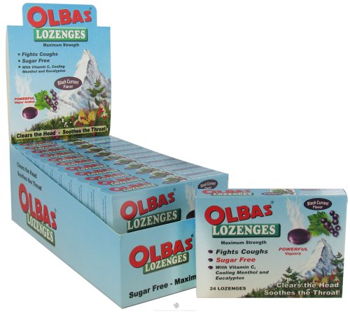 Olbas Maximum Strength Sugar Free Lozenges, Black Currant Flavor 24 ea (Pack of 6)