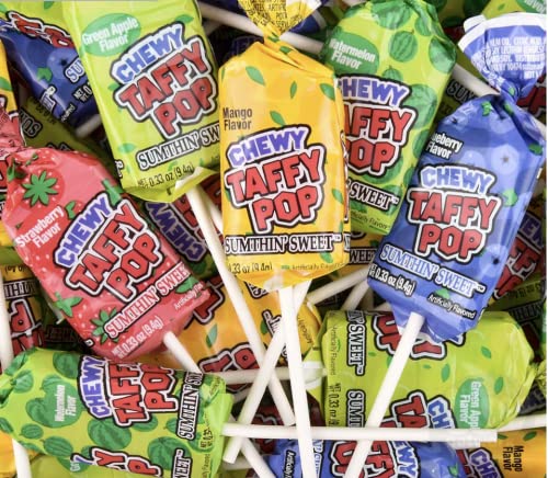 Sumthin’ Sweet Chewy Taffy Pop Assorted Flavor Lollipops 48 CT