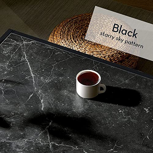 SAYGOER Black Coffee Table Small Square Coffee Tables Simple Modern Center Table for Living Room Home Office 27.6 * 27.6 * 15.7Inch, Easy Assembly, Black Faux Marble