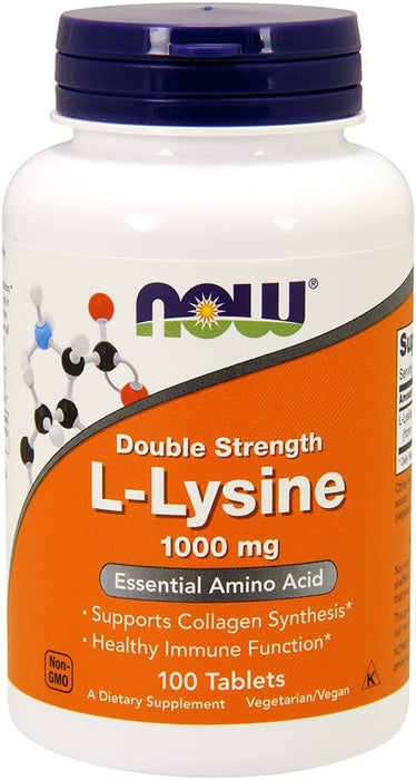 NOW Foods L-Lysine 1000mg, 100 Tablets (Pack of 2)