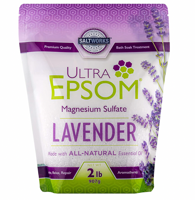 SaltWorks Ultra Epsom Scented Bath Salt, Lavender, 2 Pound Bag