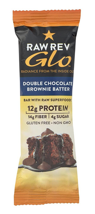 RAW REVOLUTION, Bar, Rev Glo, Dbl Choc, Brni, Pack of 12, Size 1.6 OZ, (Gluten Free Kosher Vegan)