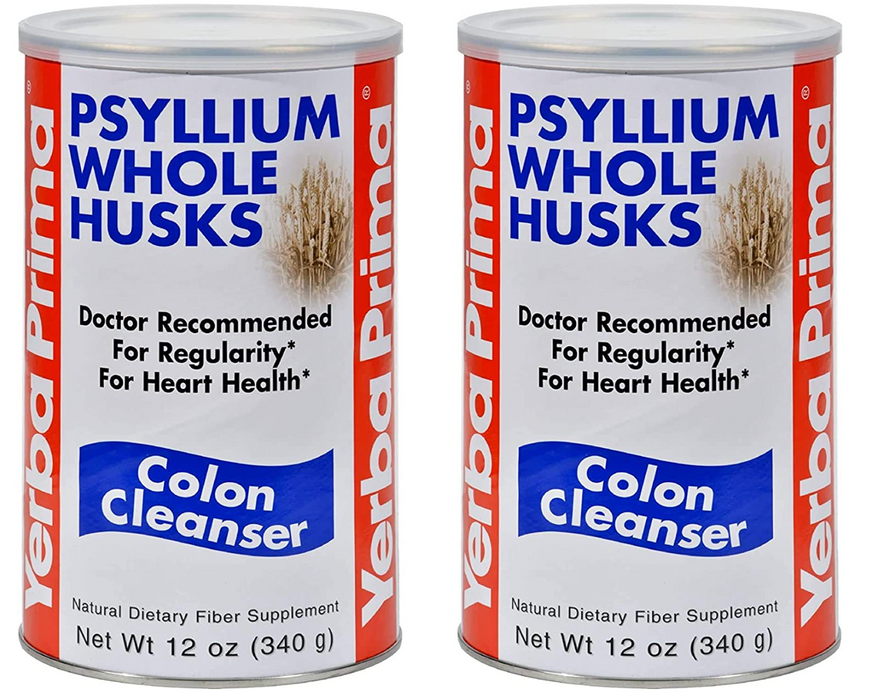 Yerba Prima Psyllium Whole Husks, Colon Cleanser 12 oz (Pack of 2) - All Natural Dietary Fiber, Pure Premium Psyllium, Lab-Tested Non-GMO, Gluten-Free Fiber, Made in The USA